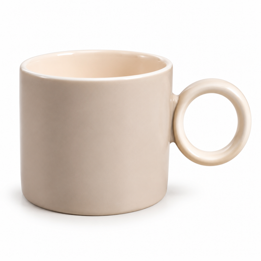 Ring Handle Mug Grey | Ceramic Coffee Cup