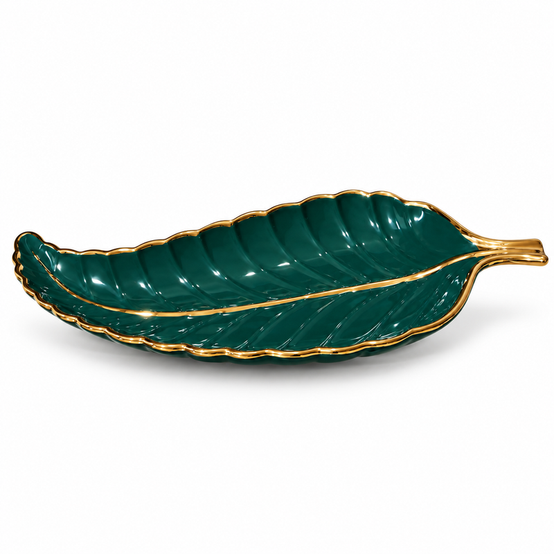 Luxury Green & Gold Leaf Platter