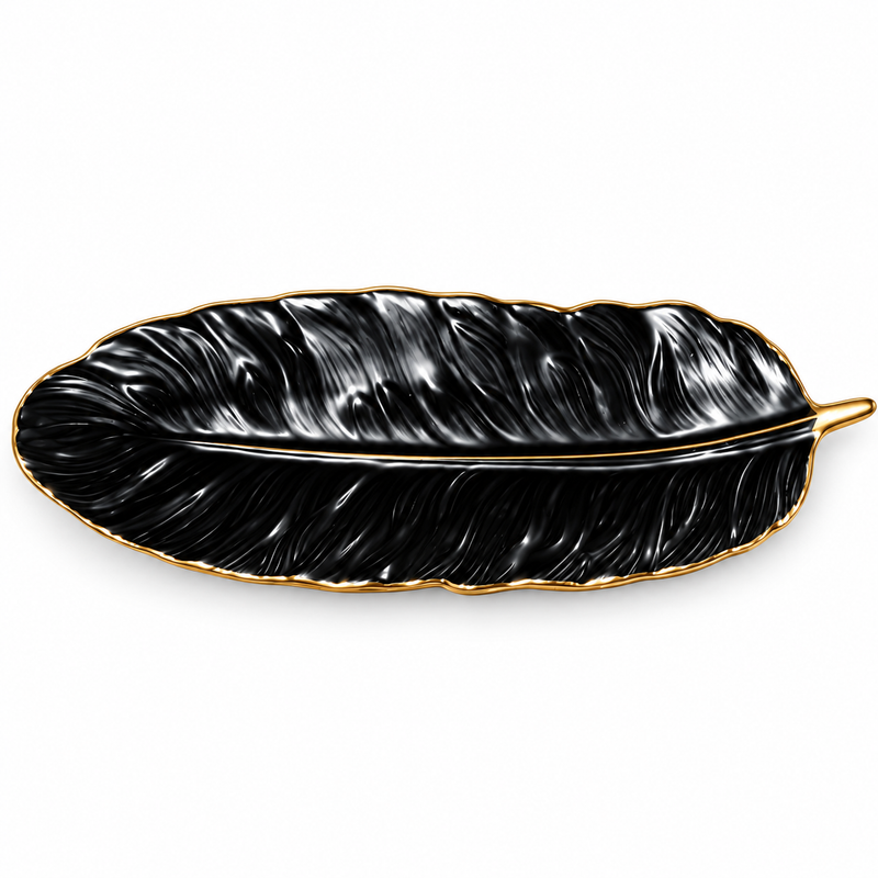 Luxury Black & Gold Leaf Platter