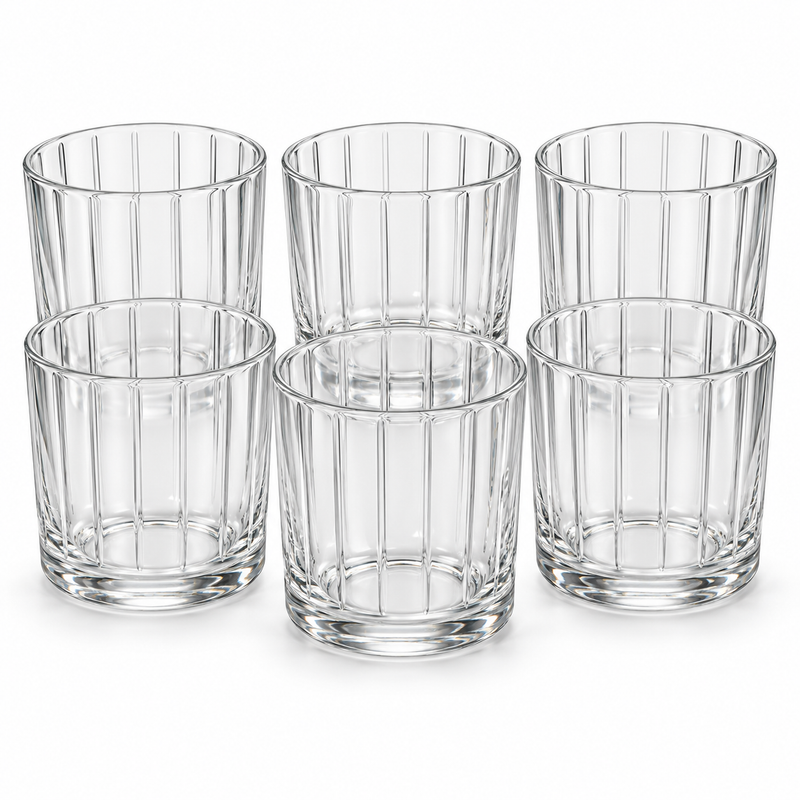 6 Pcs Tumbler Glass Set 340ML – Premium Clear Glass Tumblers for Water, Juice, Soft Drinks, Mocktails & Everyday Use