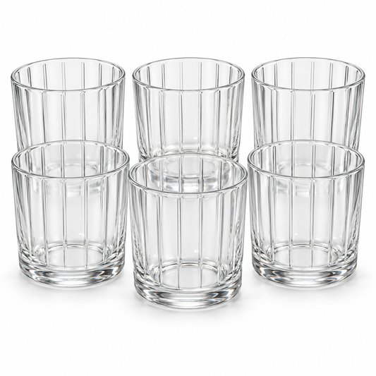 6 Pcs Tumbler Glass Set 340ML – Premium Clear Glass Tumblers for Water, Juice, Soft Drinks, Mocktails & Everyday Use