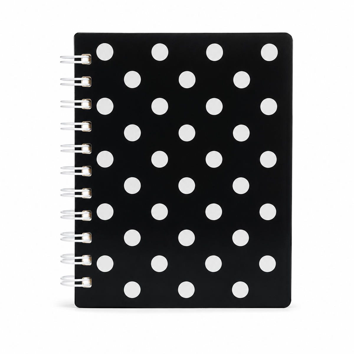 A5 Black Polka Dot Spiral Notebook