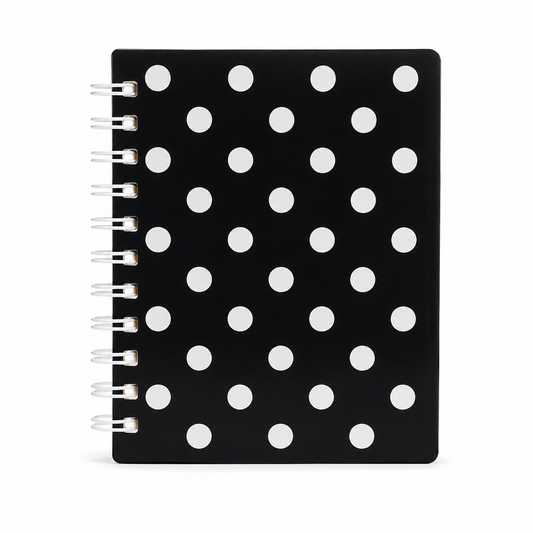 A5 Black Polka Dot Spiral Notebook