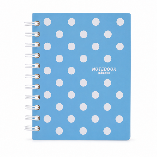 A5 Blue Polka Dot Spiral Notebook