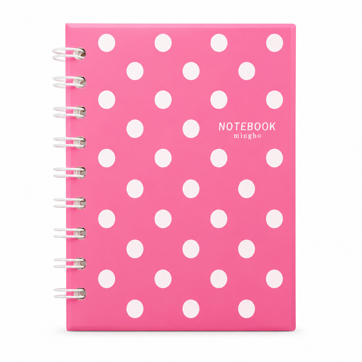 A5 Pink Polka Dot Spiral Notebook