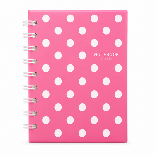 A5 Pink Polka Dot Spiral Notebook