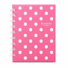 A5 Pink Polka Dot Spiral Notebook
