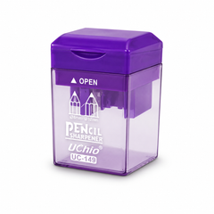 Dual Hole Pencil Sharpener with Transparent Shavings Container