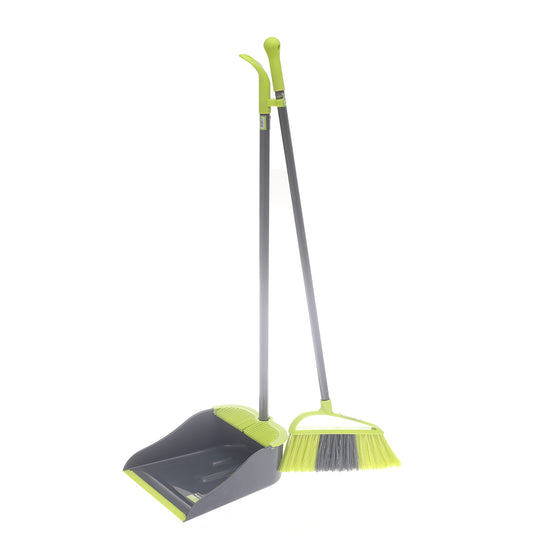 Long Handle Broom and Dustpan Set – Green & Grey