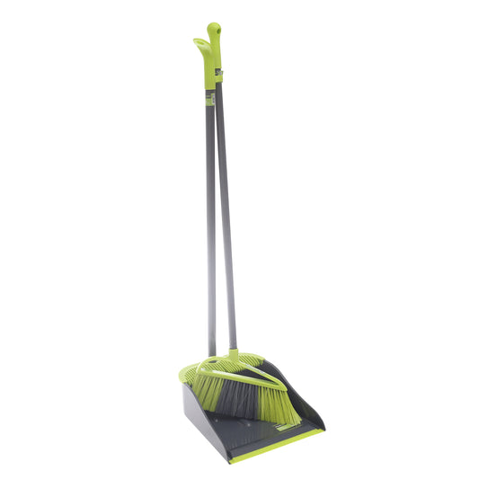 Long Handle Broom and Dustpan Set – Green & Grey