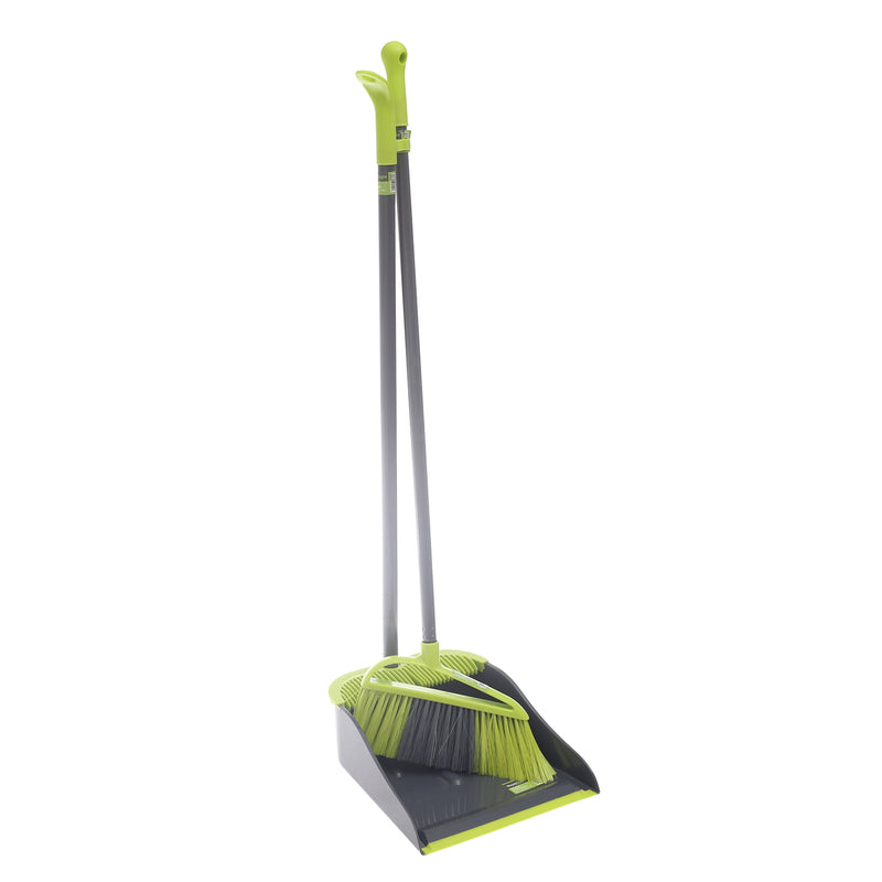 Long Handle Broom and Dustpan Set – Green & Grey - Habitt