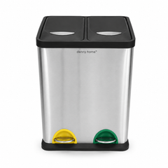 Dual Compartment Stainless Steel Trash Can – 16L