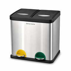 Dual Compartment Stainless Steel Trash Can – 16L