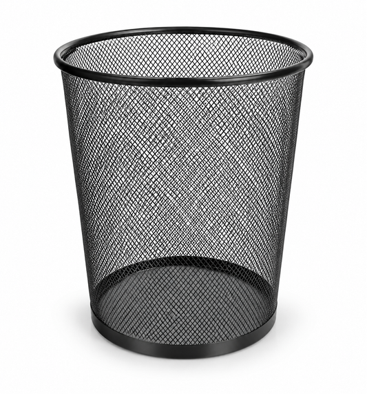 Large Metal Mesh Waste Paper Basket | Black Office Dustbin