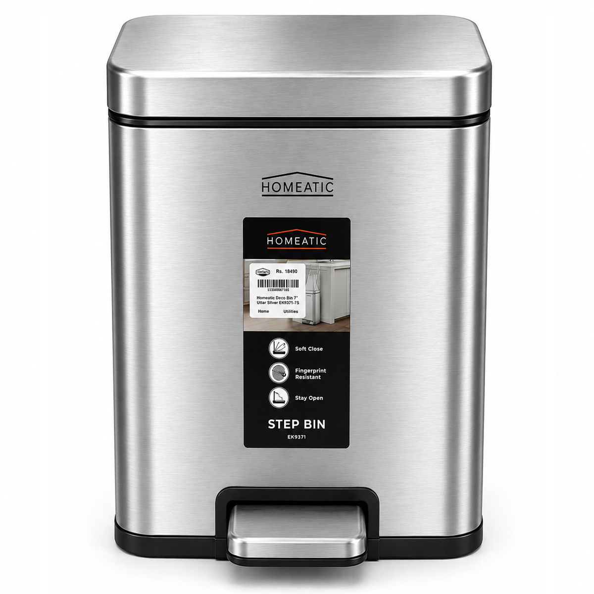 Homeatic Hydraulic Dustbin Silver – 20L