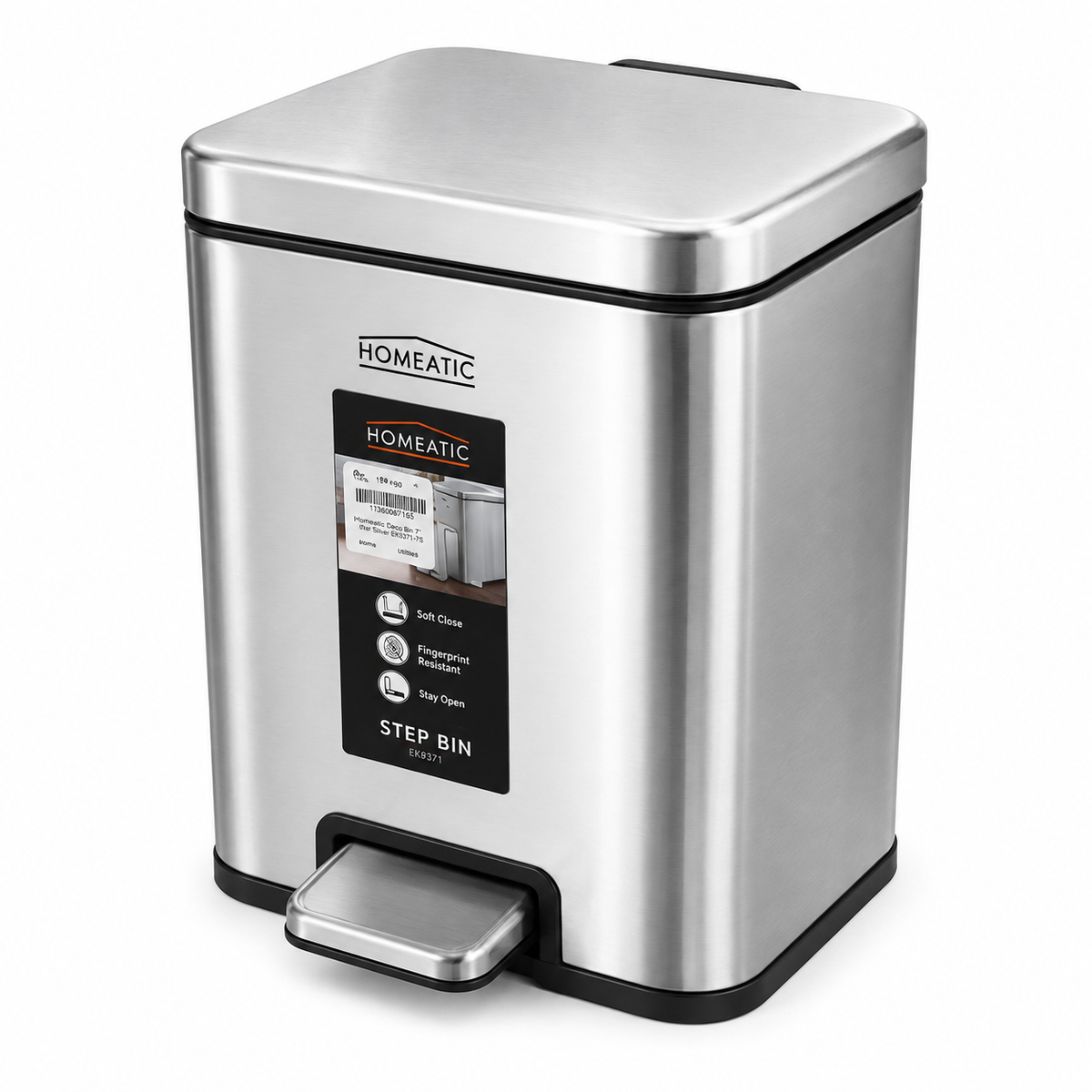 Homeatic Hydraulic Dustbin Silver – 30L