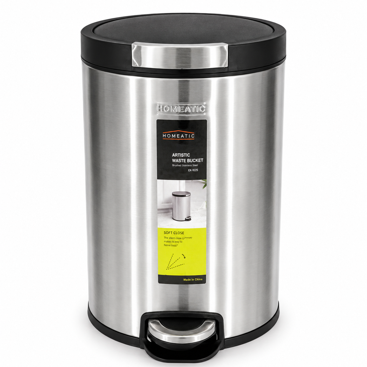 Homeatic Hydraulic Stainless Steel Dustbin – 20L