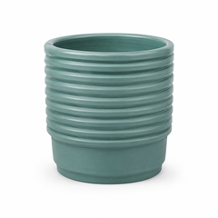 Round Green Planter Medium – Ribbed Decorative MERH Plant Pot