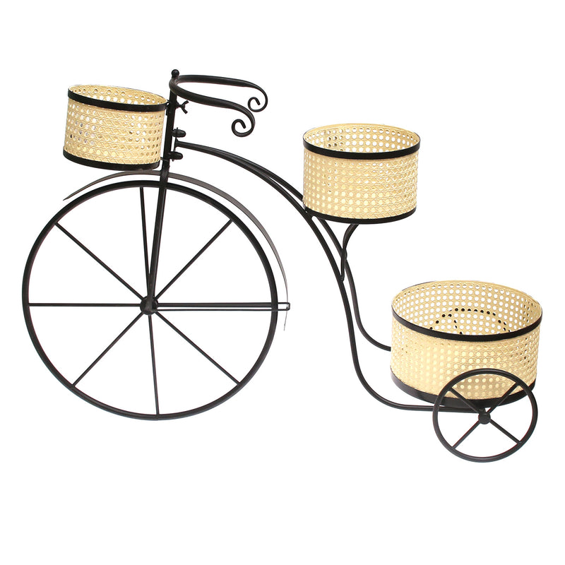 Garden Bicycle Planter with Hole Design – Beige & Black - Habitt