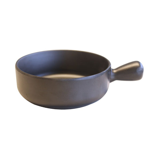 Small Black Round Bowl with Handle – Modern Minimalist Serving Bowl - Habitt