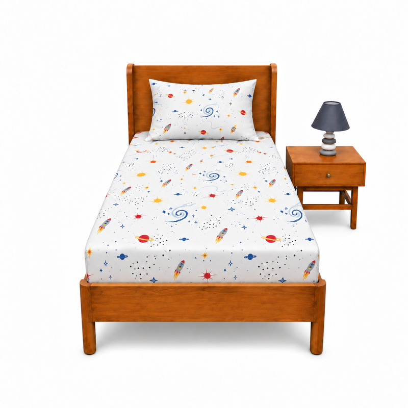 Planet Explorer Single Bed Sheet – 68 × 96 Inches