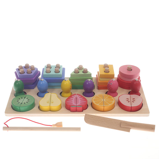 3 In 1 Shape Sorter, Fruit Cutting & Fishing Multi 13 X 6.5 Inch ZA-SG-2407-6
