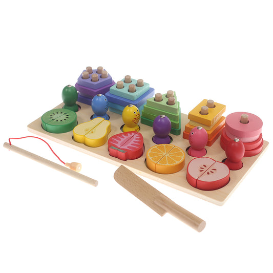 3 In 1 Shape Sorter, Fruit Cutting & Fishing Multi 13 X 6.5 Inch ZA-SG-2407-6