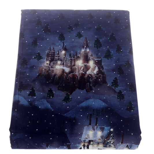 Snowy Town Single Bed Sheet 68x96 – Winter Castle Printed Bedsheet