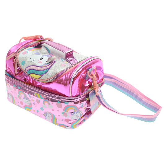Unicorn Kids Lunch Bag – Double Compartment | U2058 Vest | Pink Rainbow Design