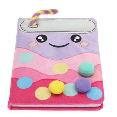 Plush Notebook – Boba Drink Theme | Furry Cover with Pom-Poms | Soft Journal for Kids | 100 Pages
