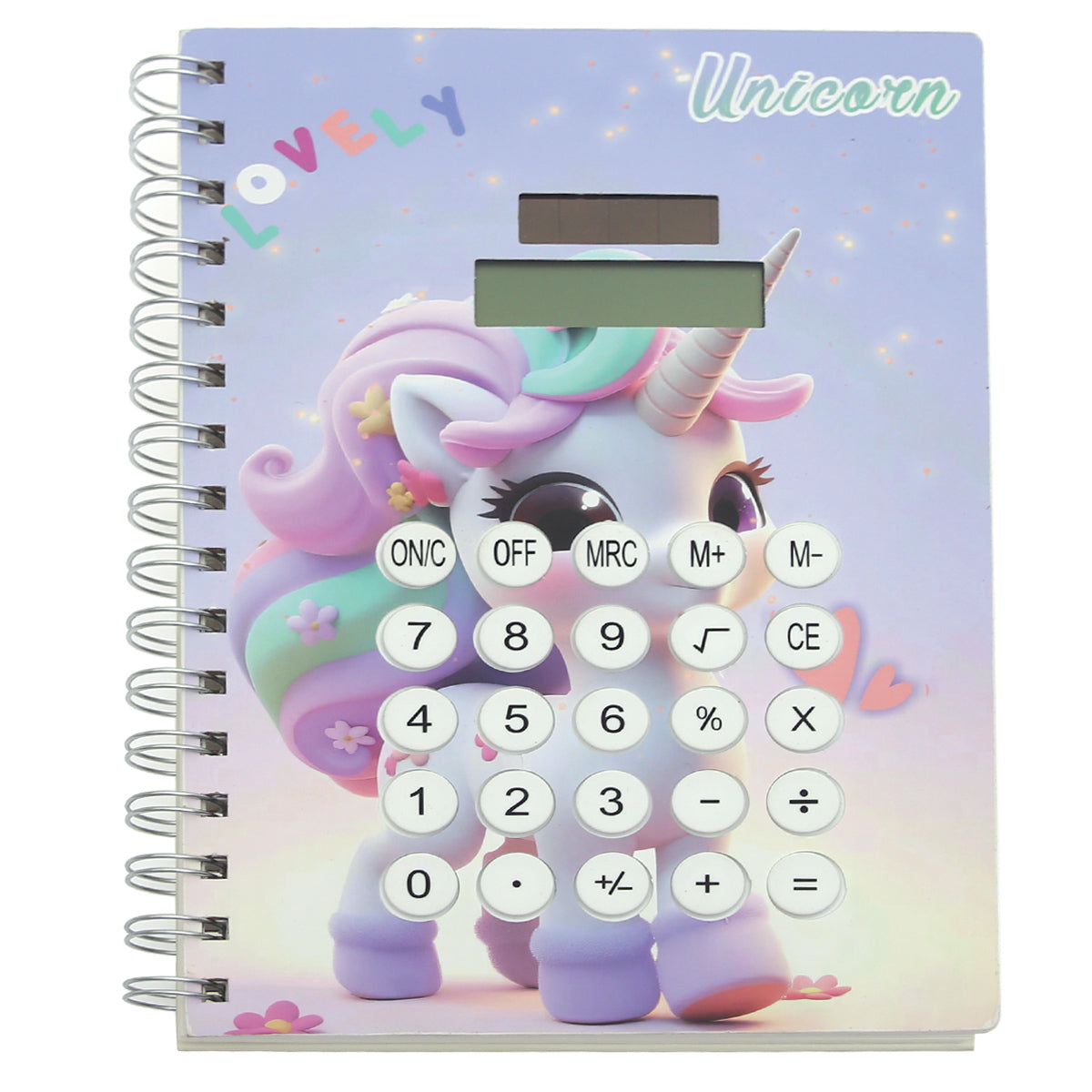 Unicorn Spiral Notebook with Calculator | Kids Stationery | Pastel Unicorn Cover | 6304