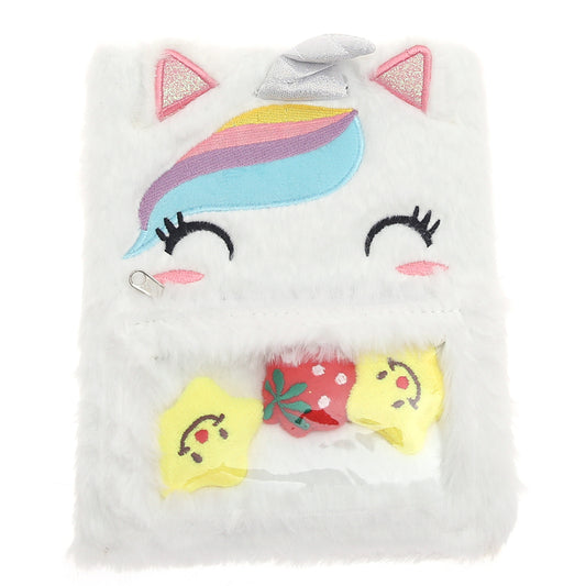 Mini Furry Unicorn Notebook for Kids | Plush Cover | Star Confetti Window | 5062