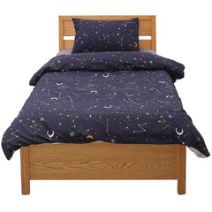 Black Constellations Single Quilt Cover 60x90" – 100% Cotton Bedding Set