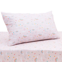 Cloudy Rainbow Single Bed Sheet 68x96" – Cotton Percale with Rotary Printing