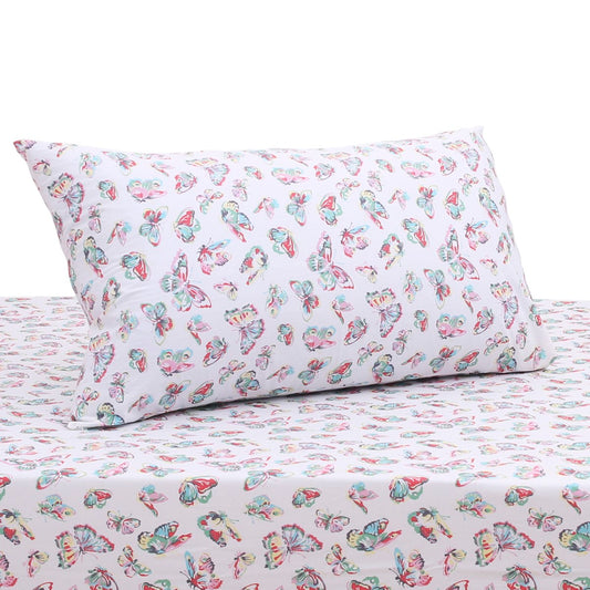 Multi Butterfly Single Bed Sheet 68x96" – Cotton Percale with Rotary Printing