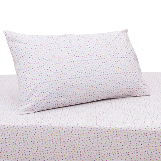 Multi Stars Single Bed Sheet 68x96" – 100% Cotton with Rotary Printing