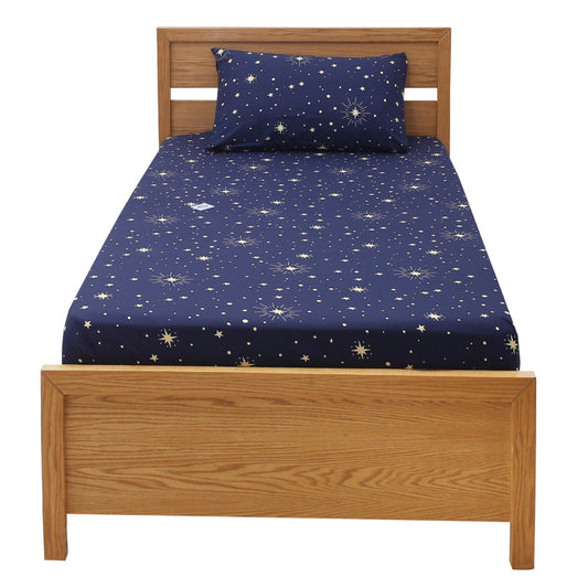 Navy Sparks Single Bed Sheet 68x96" – 100% Cotton with Rotary Printing