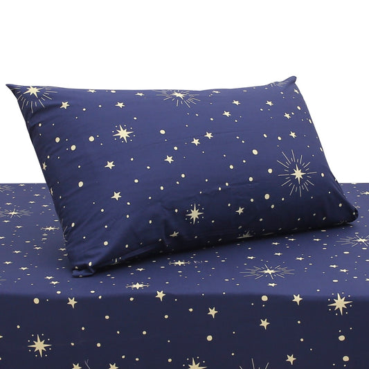 Navy Sparks Single Bed Sheet 68x96" – 100% Cotton with Rotary Printing