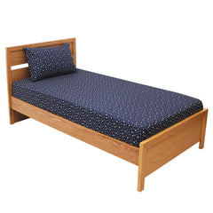 Navy Stars Single Bed Sheet 68x96" – 100% Cotton with Rotary Printing