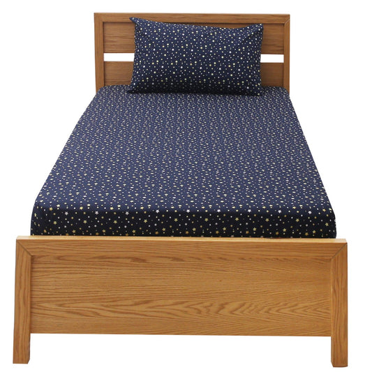 Navy Stars Single Bed Sheet 68x96" – 100% Cotton with Rotary Printing