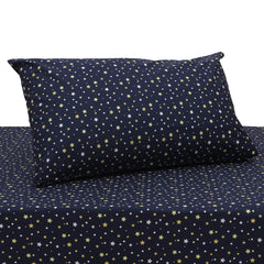 Navy Stars Single Bed Sheet 68x96" – 100% Cotton with Rotary Printing