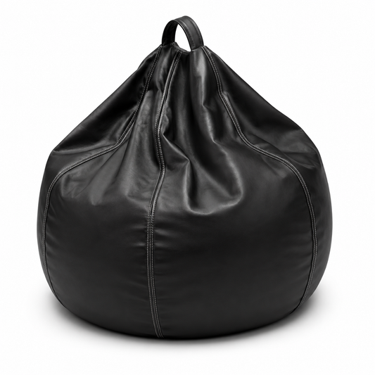 Puffy Leather Bean Bag – Black, Brown & Red | Premium Faux Leather Lounge Chair