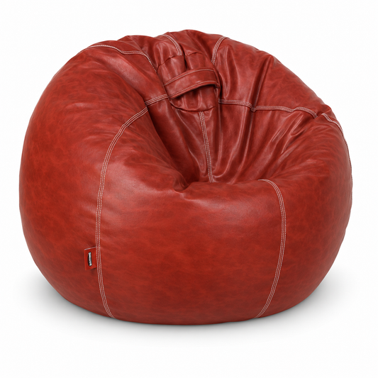 Puffy Leather Bean Bag – Maroon Lounge Chair SB-25