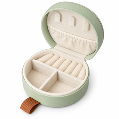 Portable Mini Jewelry Box – Light Green | Compact Travel Jewelry Organizer
