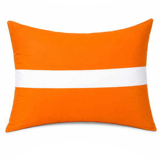 Multi Stripe Cushion 12x18" – Orange & White Rectangular Accent Cushion
