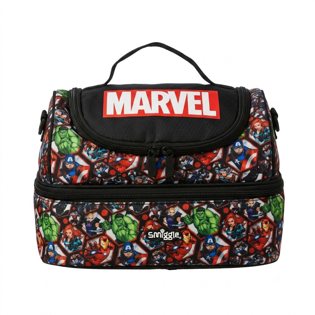Marvel Avengers Printed Kids Lunch Bag – Black & Multicolor