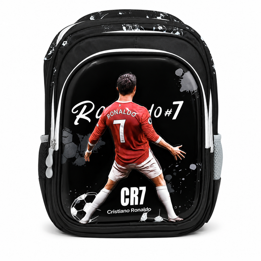 Kids CR7 Football School Backpack – Black & Red