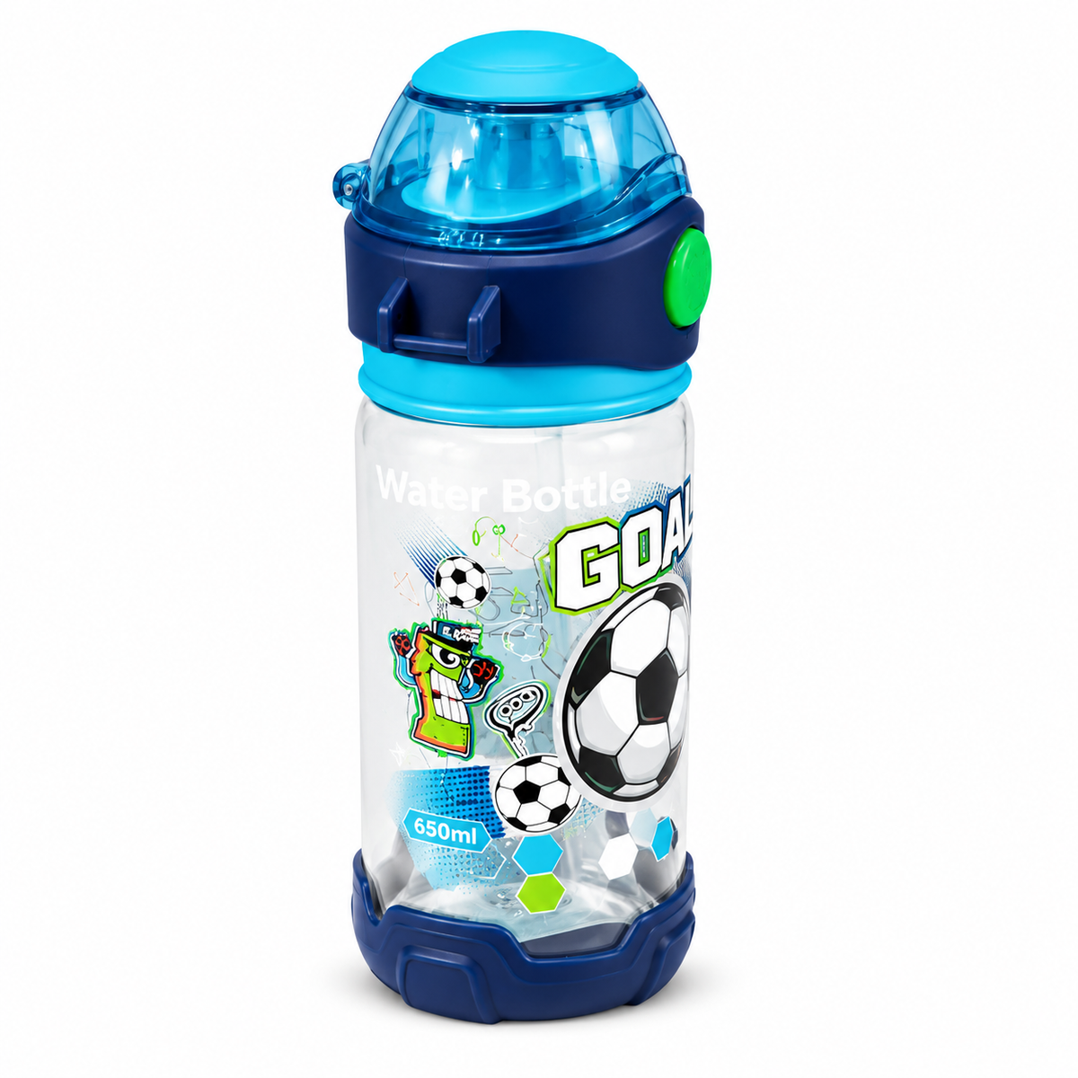 Kids Football Goal Design Water Bottle – Blue