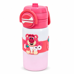 Kids Strawberry Bear Character Water Bottle – Pink & White
