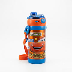 Lightning McQueen Cars Printed Kids Water Bottle with Carry Strap – Orange & Blue